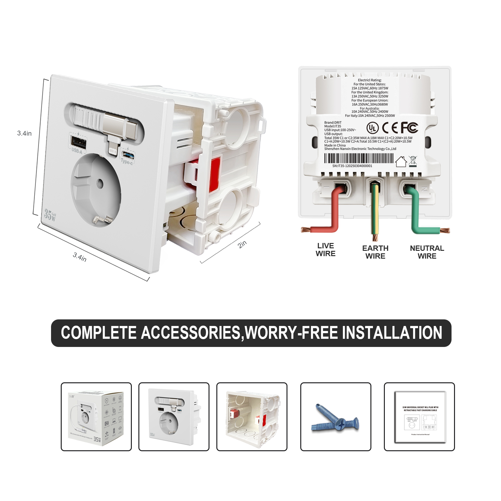 ESC-C019 Ultimate Universal 35W GaN Wall Socket